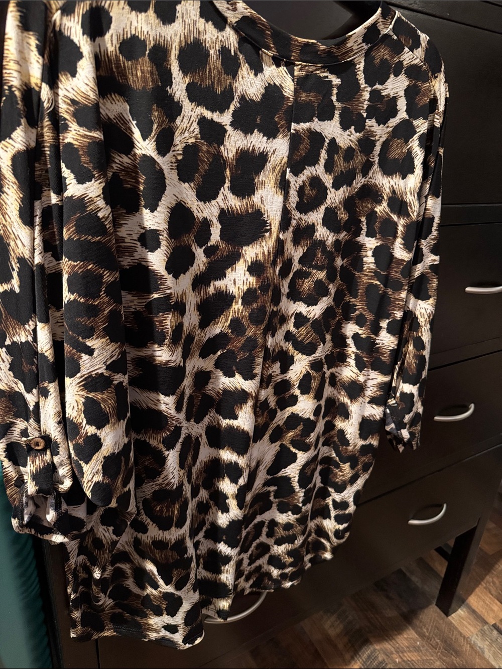 Celeste Leopard Print V-Neck Blouse - Black & Brown - Picture 4 of 6
